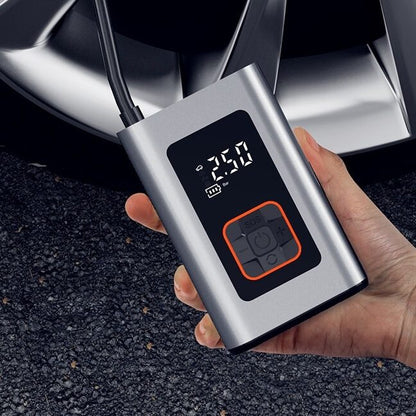 Belro smart portable electric tire inflator with digital display and hose, compact device for easy tire inflation at home and on the go.