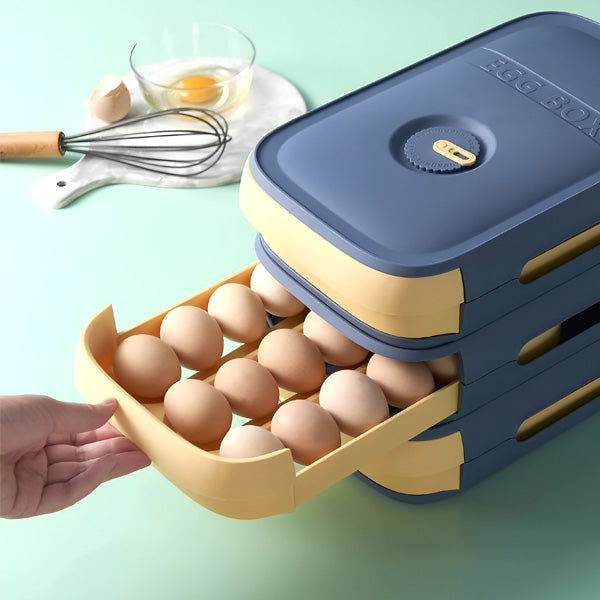 Belro stackable egg box in a bag, designed for safe egg storage and transport, with a compact, reusable design.