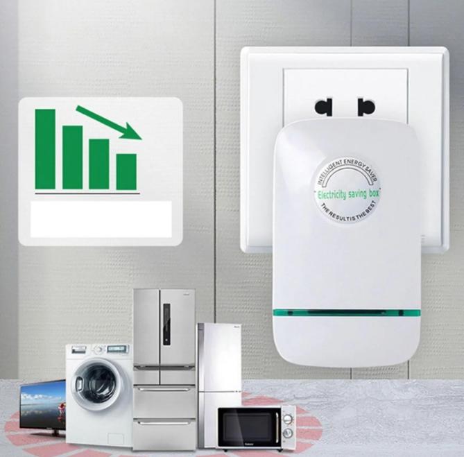 Belro Energy Saver Box electronics device with LED display and power cords for energy efficiency and conservation.