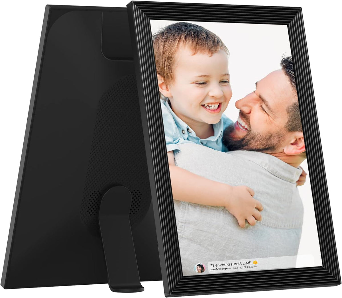 Belro high-resolution digital electronic frame displaying photos and videos with a built-in camera in a sleek design.