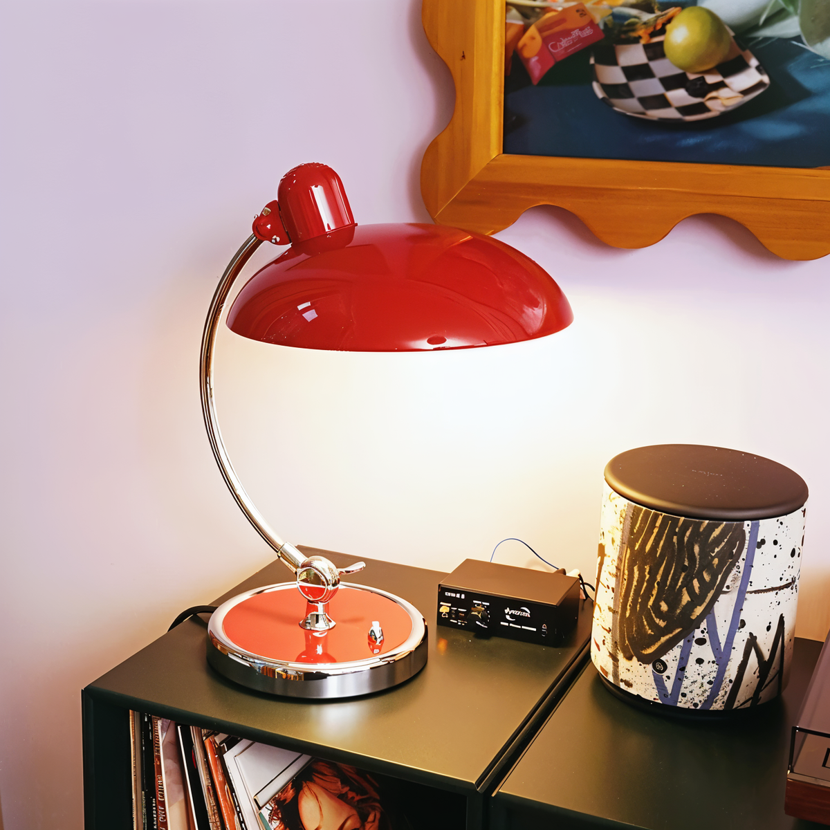 Adjustable vintage iron dome desk lamp by Belro with a classic design and flexible arm for focused lighting.