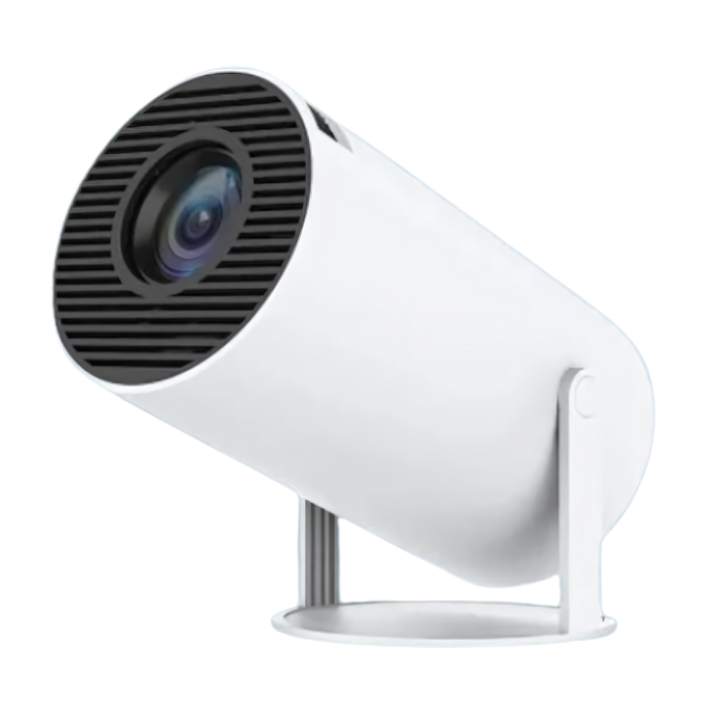 Belro portable 4K ultra HD projector displaying a vibrant image on a wall, compact electronic device for high-quality video projection.