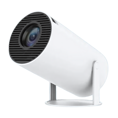 Belro portable 4K ultra HD projector displaying a vibrant image on a wall, compact electronic device for high-quality video projection.