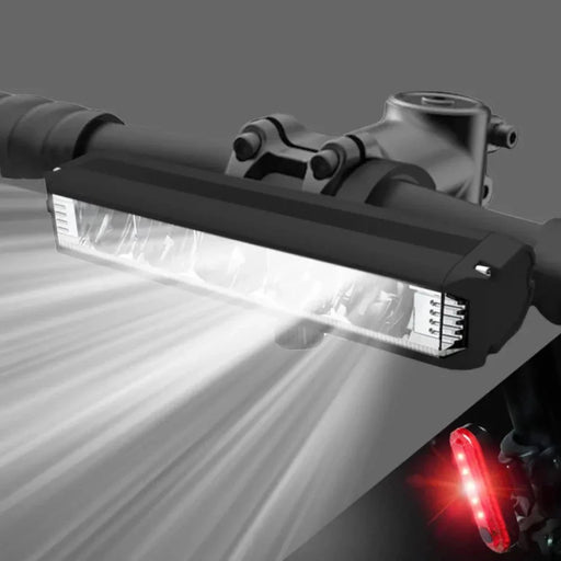 Belro Ultra-bright LED bike light mounted on a bicycle, showing its durable design and powerful illumination for night riding.
