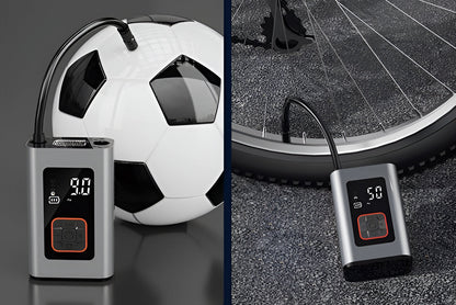 Belro Smart Portable Electric Tire Inflator showing digital display and hose for inflating car or bike tires.