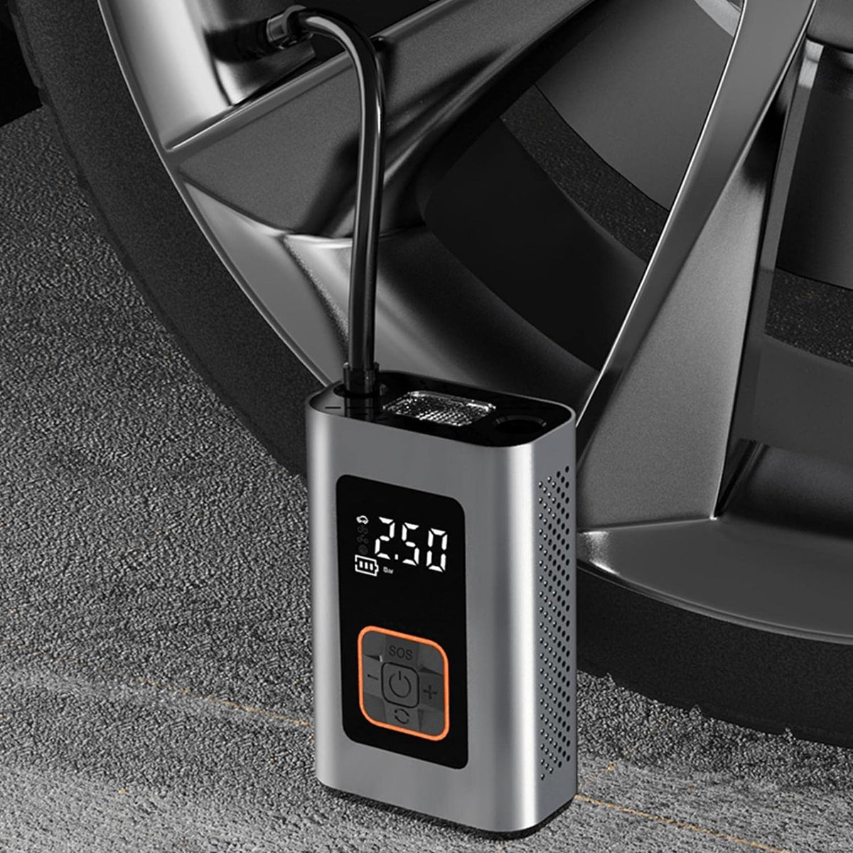 Belro Smart Portable Electric Tire Inflator with digital display and air hose for quick, convenient tire inflation at home.