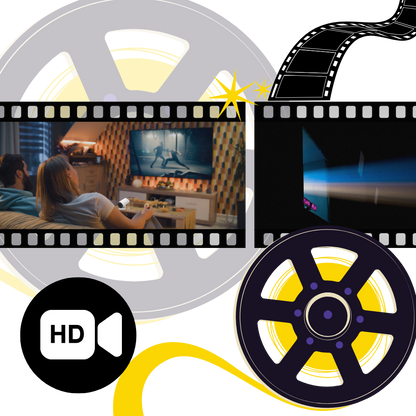 Belro portable 4K ultra HD projector displaying a vibrant image on a wall, compact electronic device for high-resolution projection.
