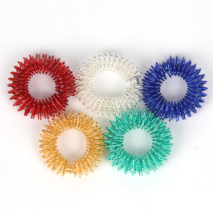 Belro acupressure finger massage rings with spiked sensory impressions for stress relief and relaxation.