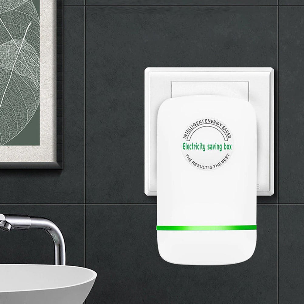 Belro Energy Saver Box, an electronics device with LED indicators and control buttons for energy efficiency.