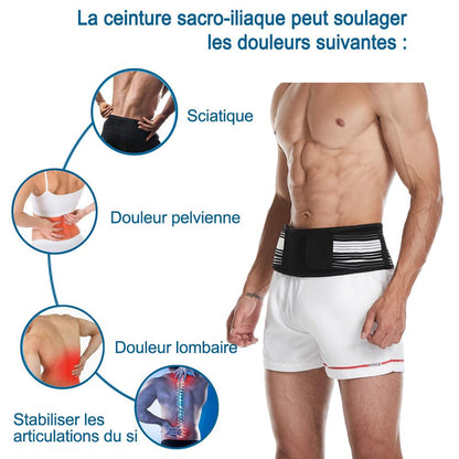 Belro lumbar support belt worn around the waist, designed for added back comfort and support.