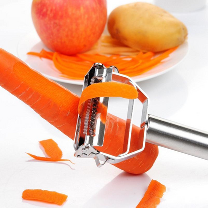 Belro stainless steel multifunction vegetable peeler with ultra-sharp blades for efficient peeling and slicing in the kitchen.
