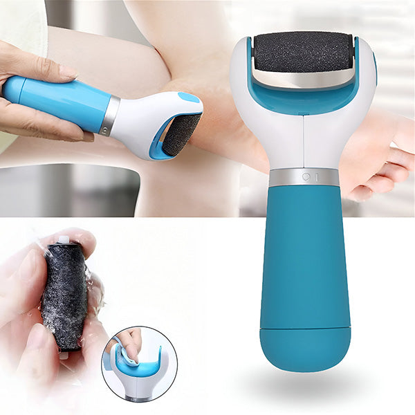 Belro electric callus remover for smooth feet, showing the handheld device with abrasive roller for foot skin exfoliation.