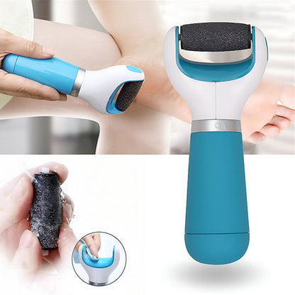 Belro electric callus remover for smooth feet, showing the handheld device with abrasive roller for foot skin exfoliation.