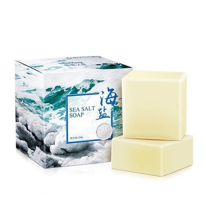 Belro sea salt soap for acne treatment, shown in its packaging, designed for men's skincare and acne relief.