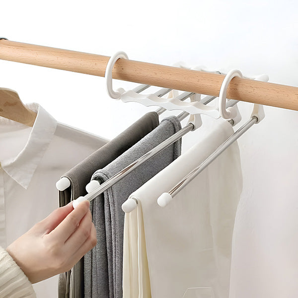 Belro multifunctional hanger for pants, made of durable material, designed for home storage and organization, with multiple hanging slots.