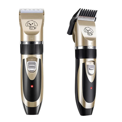 Silent Fur Trimmer Set for dogs by Belro, showing grooming accessories for pet hair trimming and grooming.