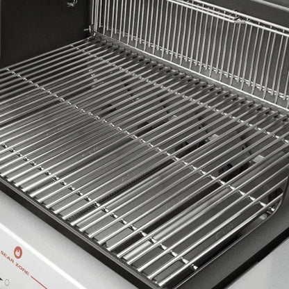 Casavibeo Weber Genesis S-325s gas grill cooking grates, 7mm stainless steel, showing the durable, shiny cooking surface.
