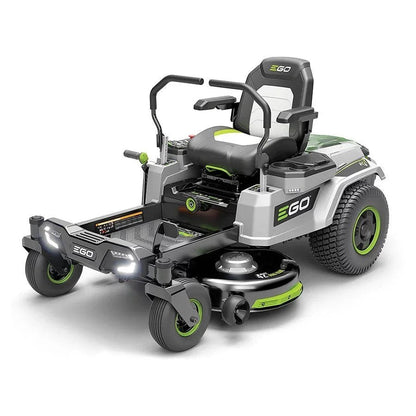 Casavibeo 42-inch Power+ Z6 Zero Turn Lawn Mower with four 10.0 Ah batteries and 1600W charger, shown outdoors.