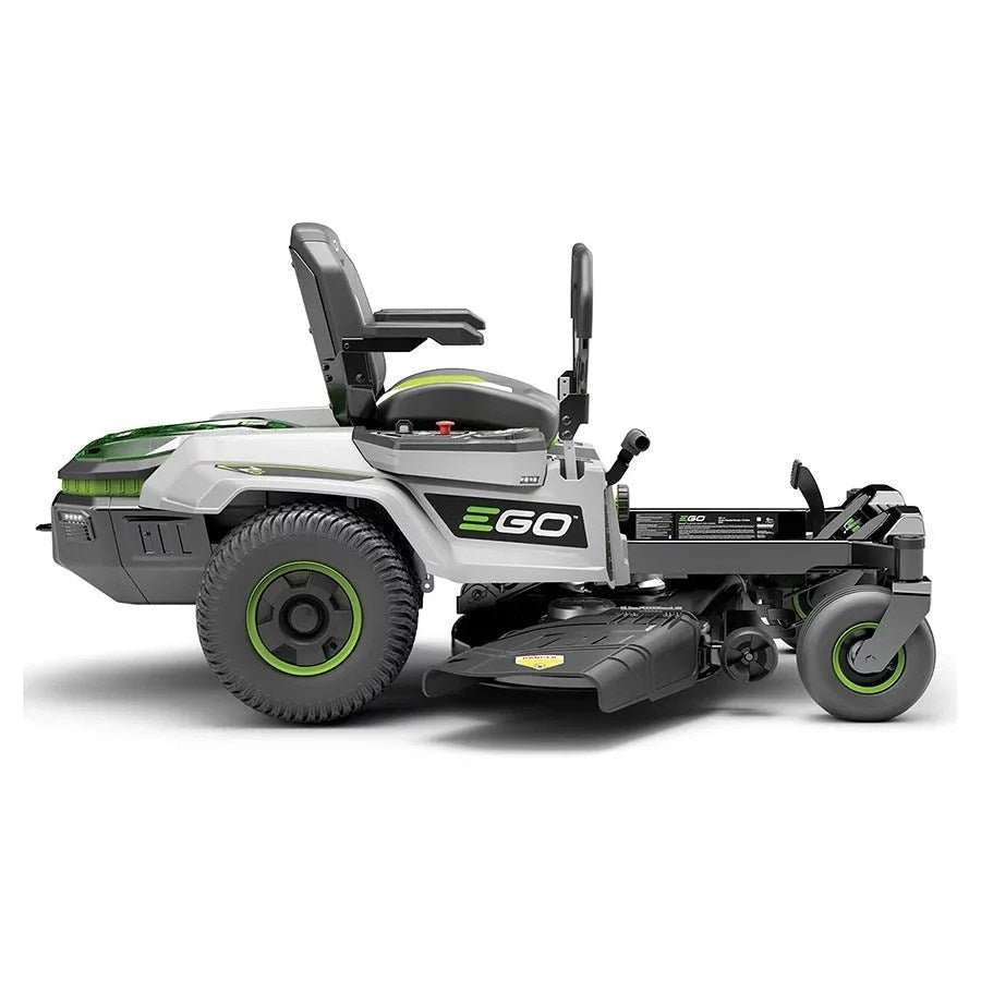 Casavibeo 42-inch Power+ Z6 Zero Turn Lawn Mower with four 10.0 Ah batteries and 1600W charger, shown outdoors in sunlight.