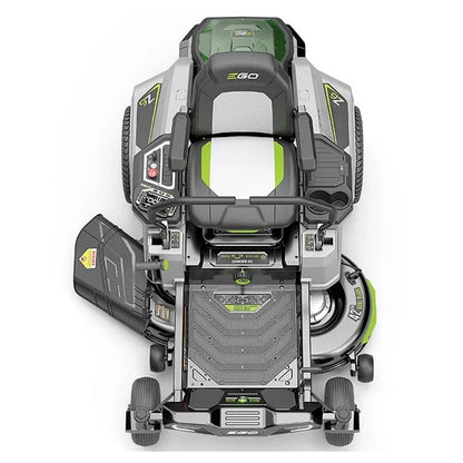 Casavibeo 42-inch Power+ Z6 Zero Turn Lawn Mower with four 10.0 Ah batteries and 1600W charger, shown on a lawn.