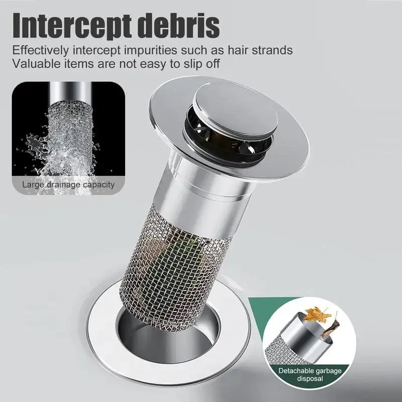 Mivoza stainless steel drain filter hair catcher for bathroom sink, easy to clean and prevent hair clogs.