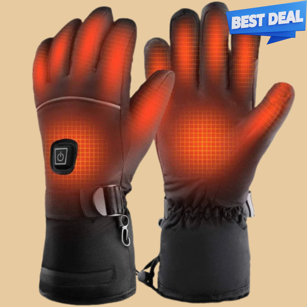 Three pairs of Belro heated gloves for outdoor use, featuring insulated design and touch-screen compatible fingertips.