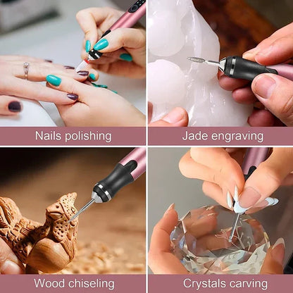 Belro cordless engraving pen with 37 bits, rechargeable DIY engraver for wood, glass, and stone engraving projects.