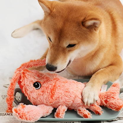 Belro Floppy Lobster plush interactive dog toy with moving, jumping features, designed for pet play and entertainment.