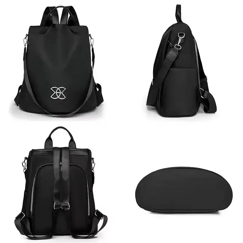 Mivoza anti-theft backpack with water-resistant fabric, hidden pockets, and three carrying options, designed for secure fashion and travel.