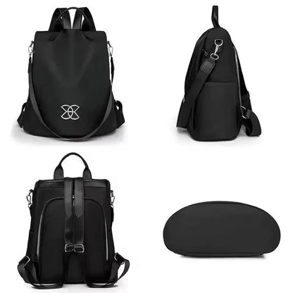 Mivoza anti-theft backpack with water-resistant fabric, hidden pockets, and three carrying options, designed for secure fashion and travel.