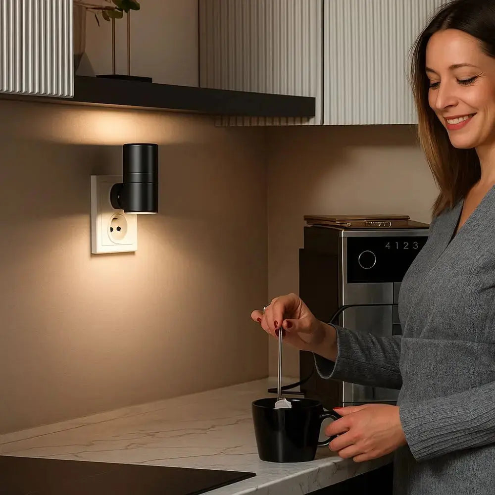 Mivoza LED plug-in night light with dusk sensor, warm glow, energy-efficient design, suitable for home decor and dimmable lighting.