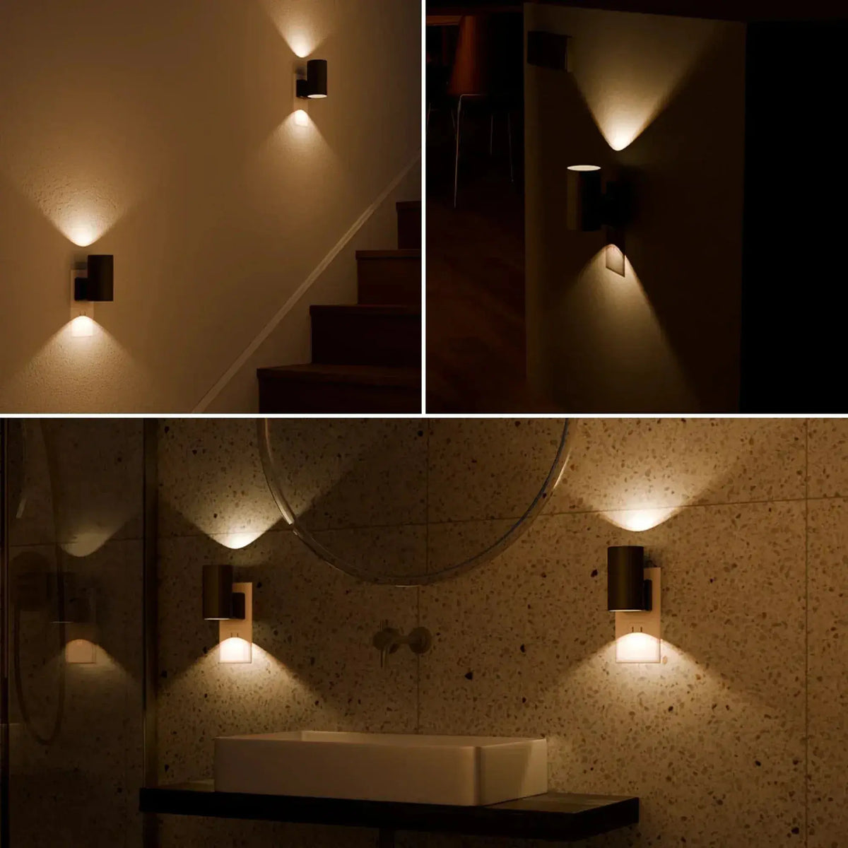 Mivoza LED plug-in night light with dusk sensor, warm glow, energy-efficient design, suitable for home decor and nighttime lighting.