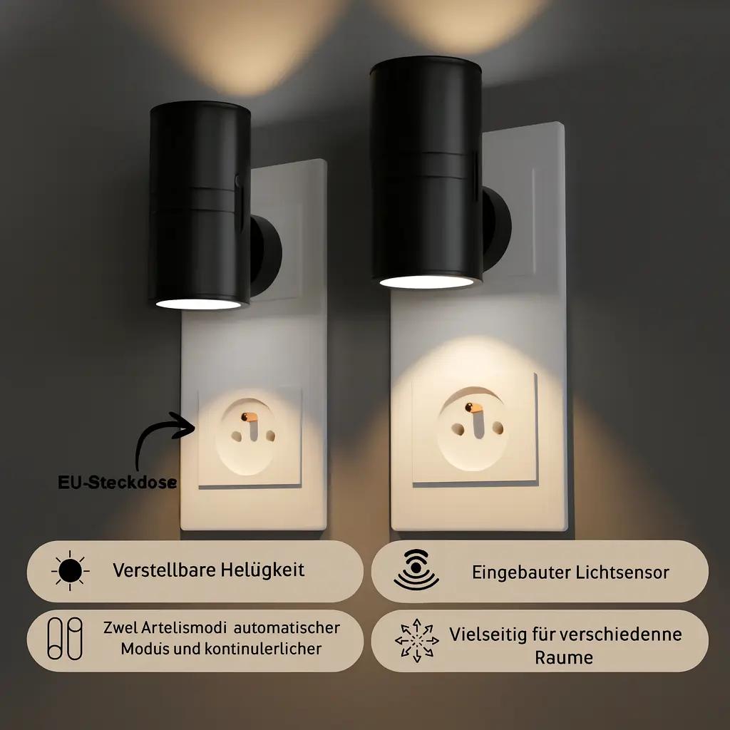 Mivoza LED plug-in night light with dusk sensor, warm glow, energy-efficient design, suitable for home decor lighting.