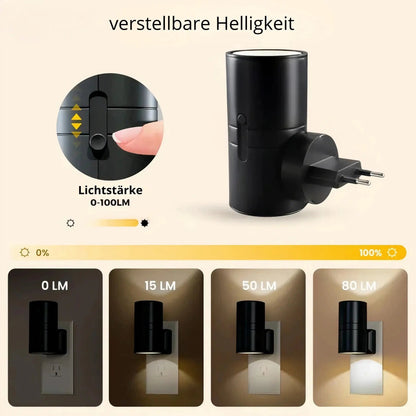 Mivoza LED plug-in night light with dusk sensor, warm glow, energy-efficient design, suitable for home lighting and night illumination.