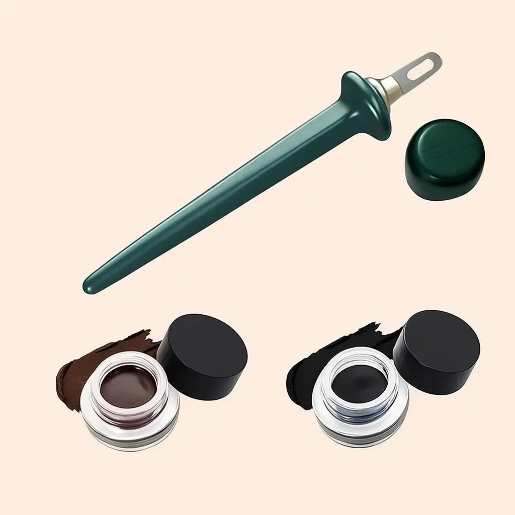 Mivoza waterproof gel eyeliner set with ergonomic applicator and smudge-free gel eyeliners for precise eye makeup application.