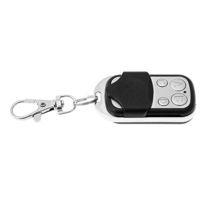 Belro universal gate remote control with two buttons for outdoor home gate access, black plastic casing, compact design.