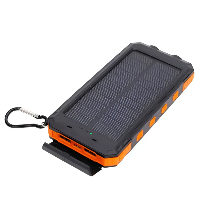 Belro solar charger and power bank with USB ports, portable eco-friendly electronics for charging devices on the go.