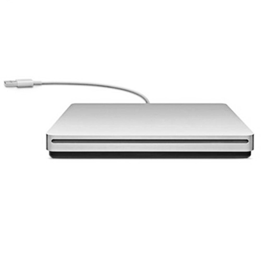 Belro external DVD burner connected to a laptop, portable optical drive for CD and DVD burning and reading.