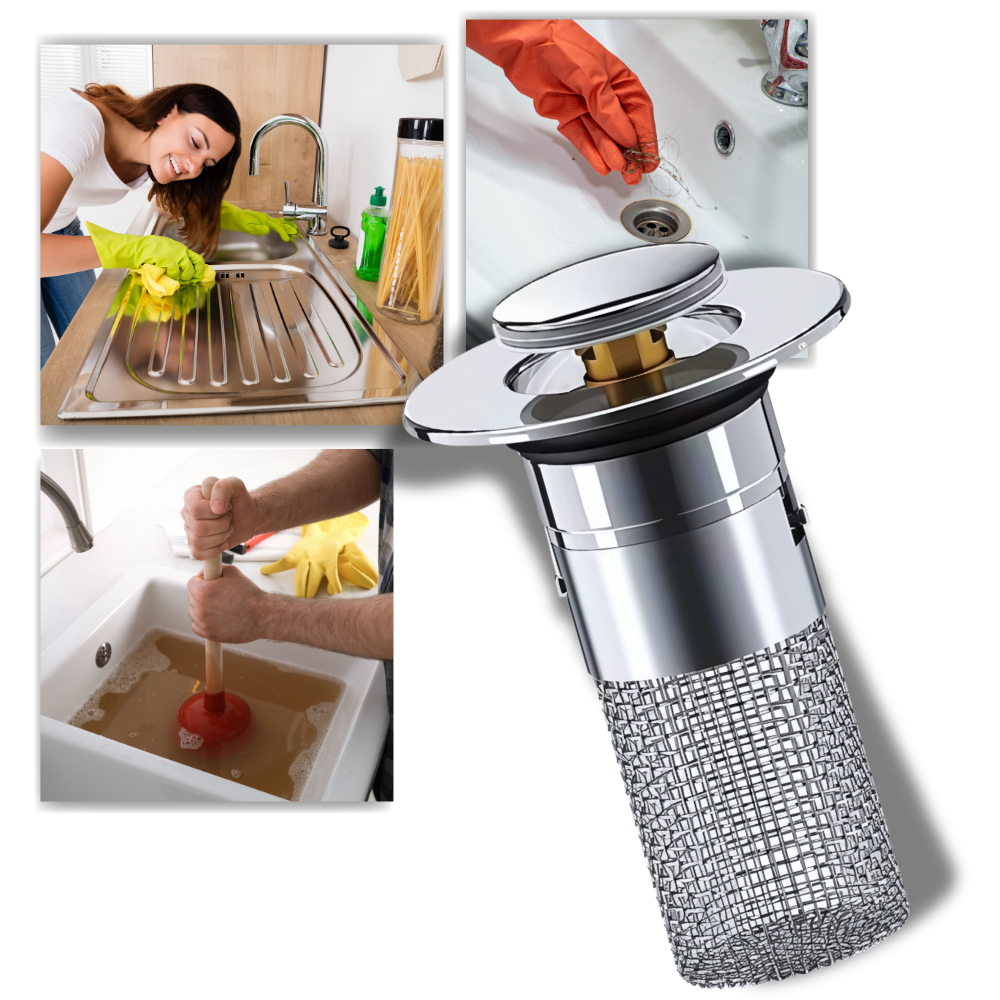 Belro retractable sink stopper tool to prevent odors, shown in a close-up view with a sleek design and durable construction.