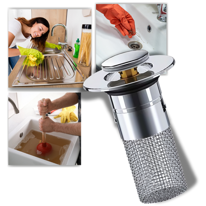 Belro retractable sink stopper tool to prevent odors, shown in a close-up view with a sleek design and durable construction.