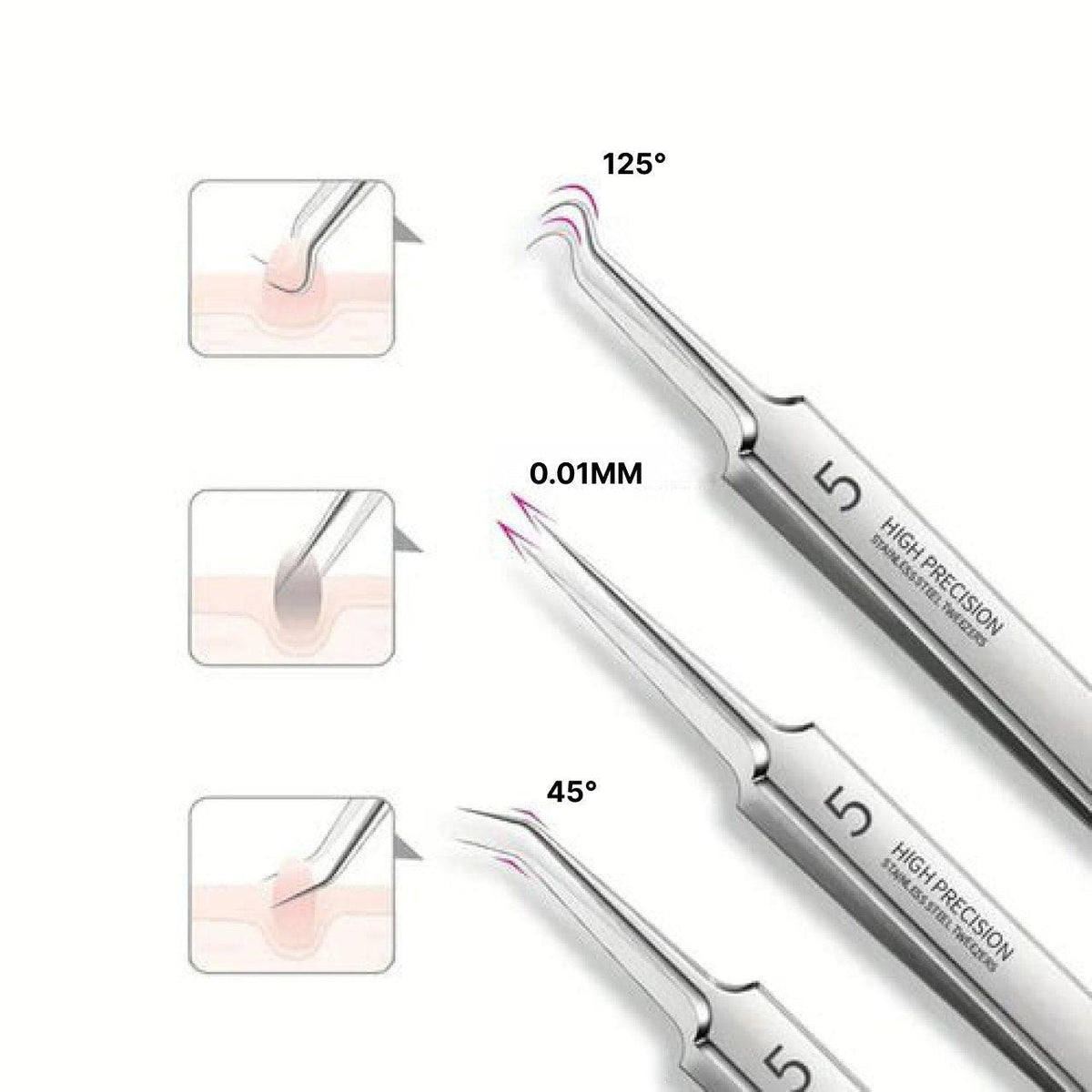 Belro blackhead removal pliers from anti blackhead skincare kit, stainless steel tool for pore extraction and skin cleansing.