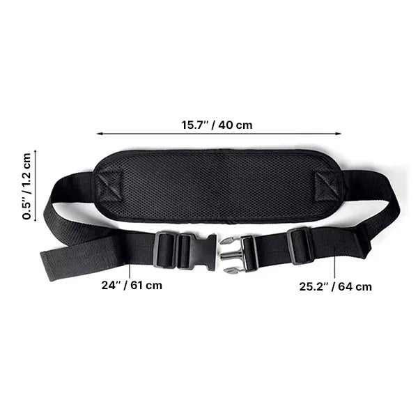 Belro wheelchair seat belt designed for men's clothing, shown in the image with adjustable straps and secure fastening.