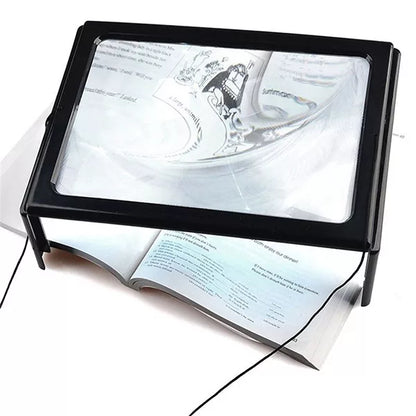Three Belro magnifying glasses with LED lights for reading, featuring ergonomic handles and clear lens visibility.