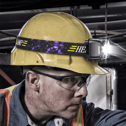 Belro USB rechargeable headlamp with bright LED light and adjustable strap, ideal for outdoor and hands-free illumination.