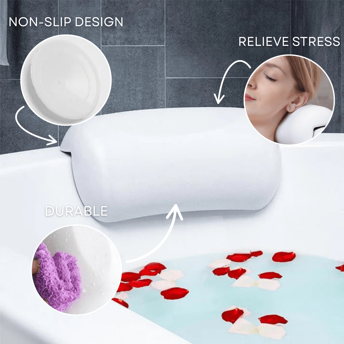Belro ergonomic neck and head support pillow for relaxing at home, designed for comfort and spa-like relaxation.