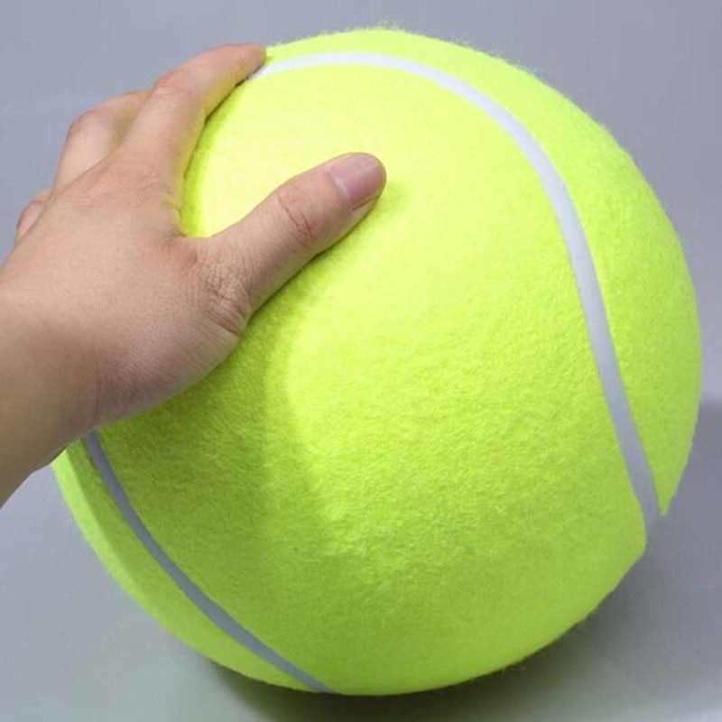 Large Belro dog tennis ball, 24 cm diameter, bright yellow, made for outdoor play and fetch with pets.