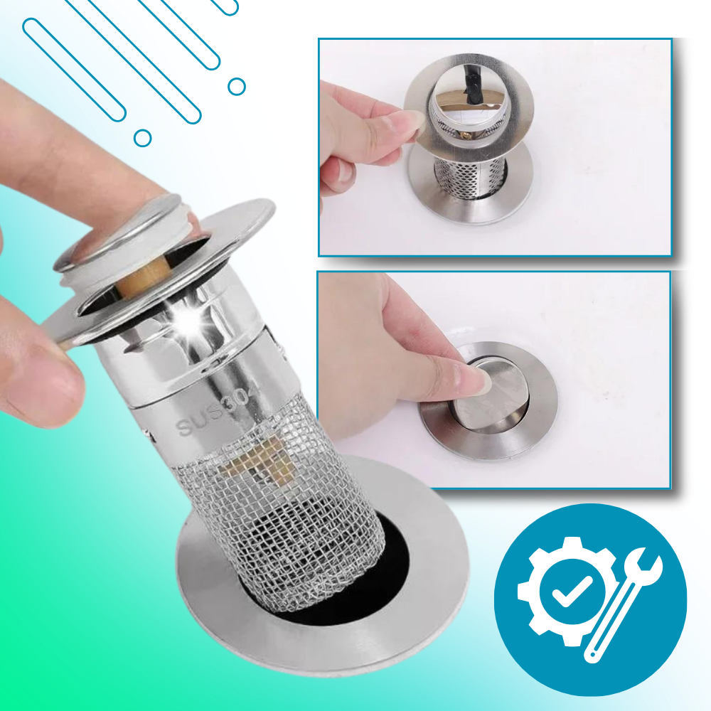 Belro retractable sink stopper preventing odors, easy to install Tools & Hardware product with a sleek design for kitchen sinks.