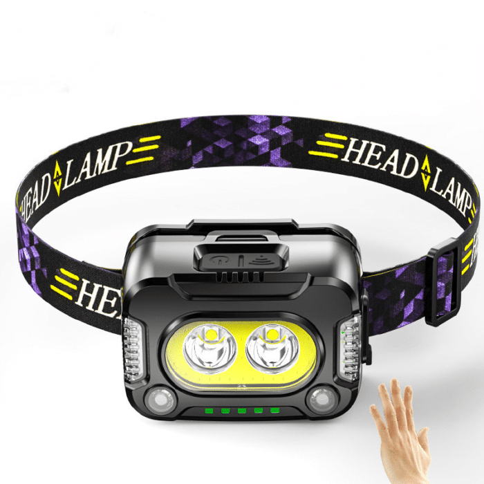 Belro USB rechargeable headlamp with adjustable strap and bright LED light for hands-free illumination.