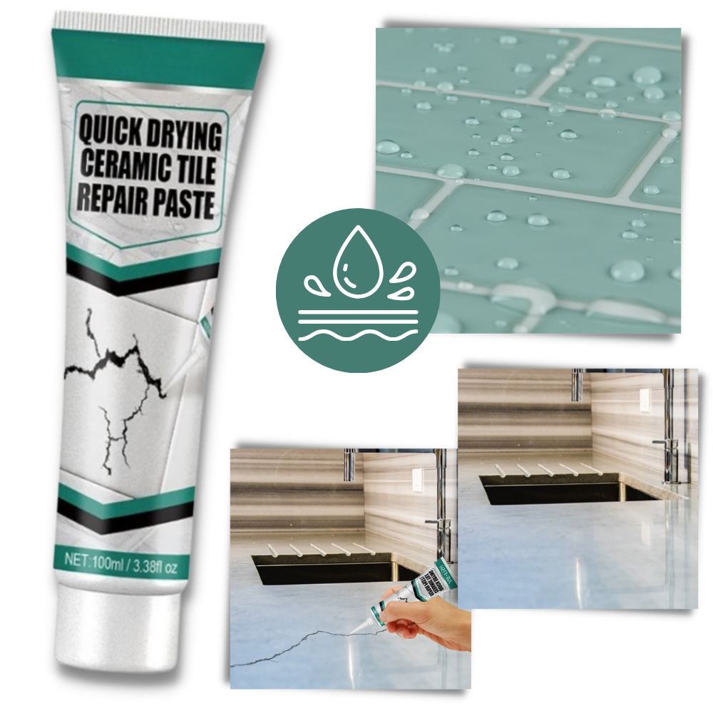 Belro Ceramic Repair Paste Kit with applicator tools for fixing chips and cracks in ceramic surfaces.