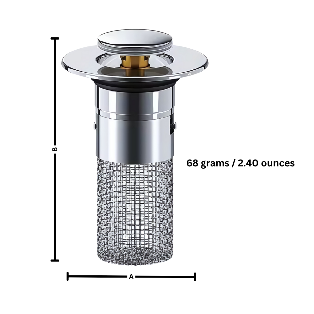 Belro retractable sink stopper tool showing a compact, adjustable bathroom sink drain cover to prevent odors.